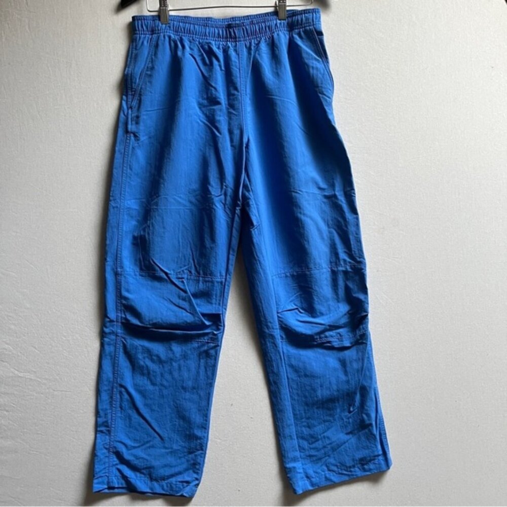 TNA Aritzia bright blue nylon track straight leg pants Sz M